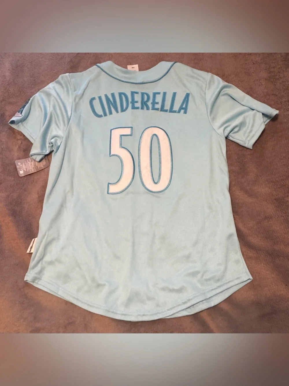 Walt Disney Cinderella Princess NWT Baseball Jersey Sky Blue Size XS Short  L - Picture 7 of 8